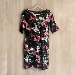 Banana Republic Black Floral Midi Dress